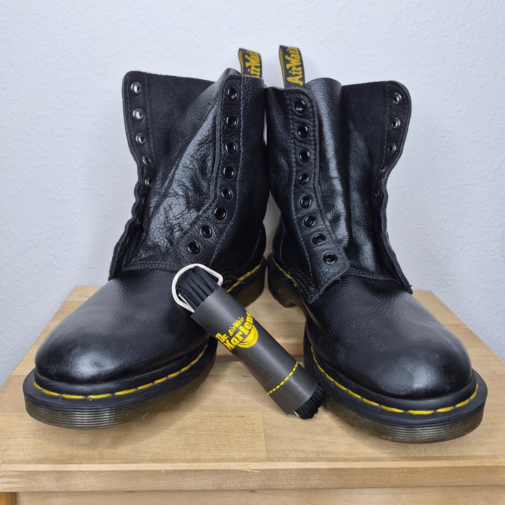 Dr. Martens 1460 Pascal Black Virginia Leather 8-Eye Boots 8 US 41 EU Grunge - Picture 13 of 13